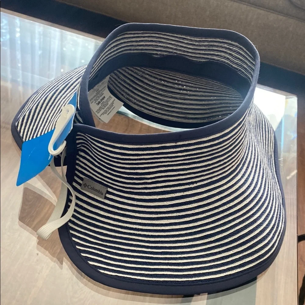 Columbia Navy & White Striped Sun Visor